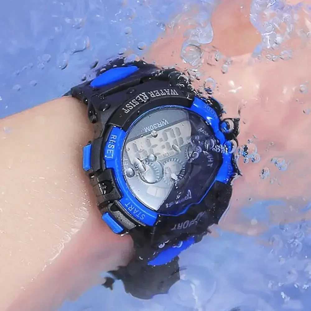 Childrens electronic watch with illuminated dial waterproof multifunctional alarm clock LED digital watch suitable for boys and girls X241122