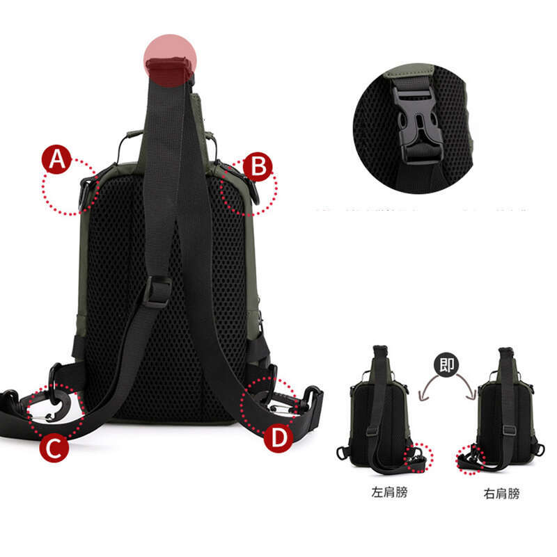 Men Small Backpack Rucksack Cross Body Shoulder with USB Charging Port Nylon Travel Male Sg Side Messenger Chest Bag Pack