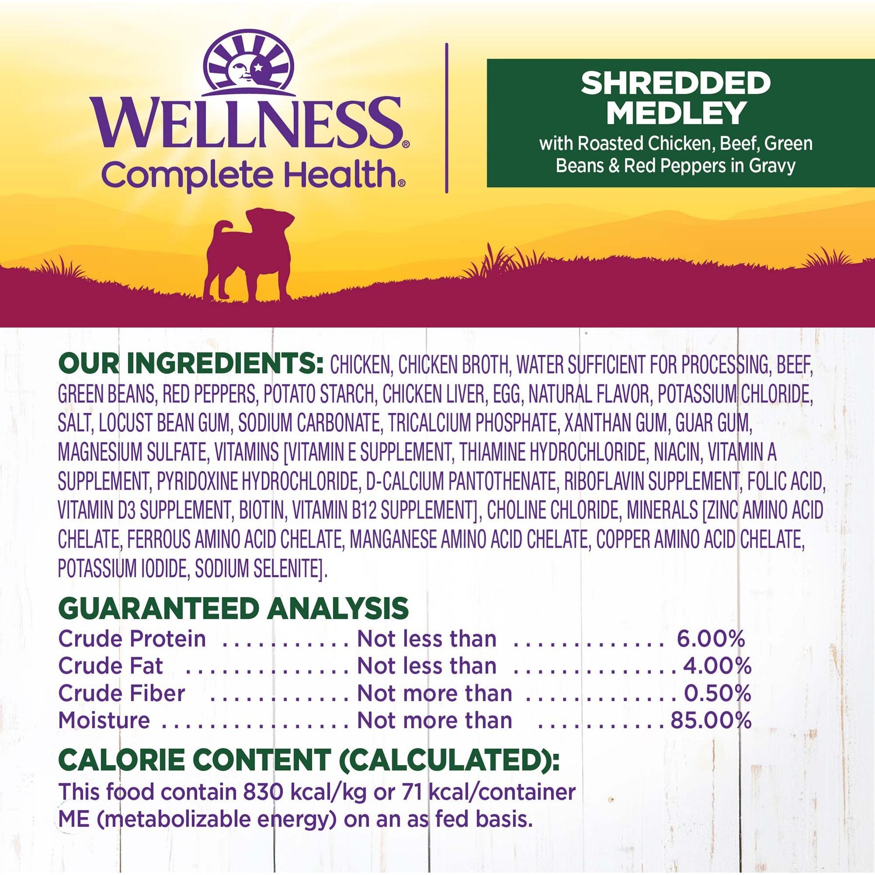 Wellness Petite Entrees Shredded Medley Chicken & Beef Small Breed Natural Wet Dog Food, 3-oz cup, 12 count