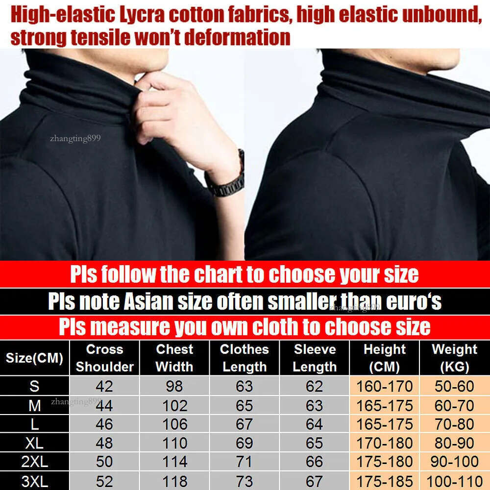 2020 New Men fashion t shirt tees Slim Tops Male stretch t-shirt turtleneck long sleeve Tee Shirts High collar Men's cotton Tees CX200711