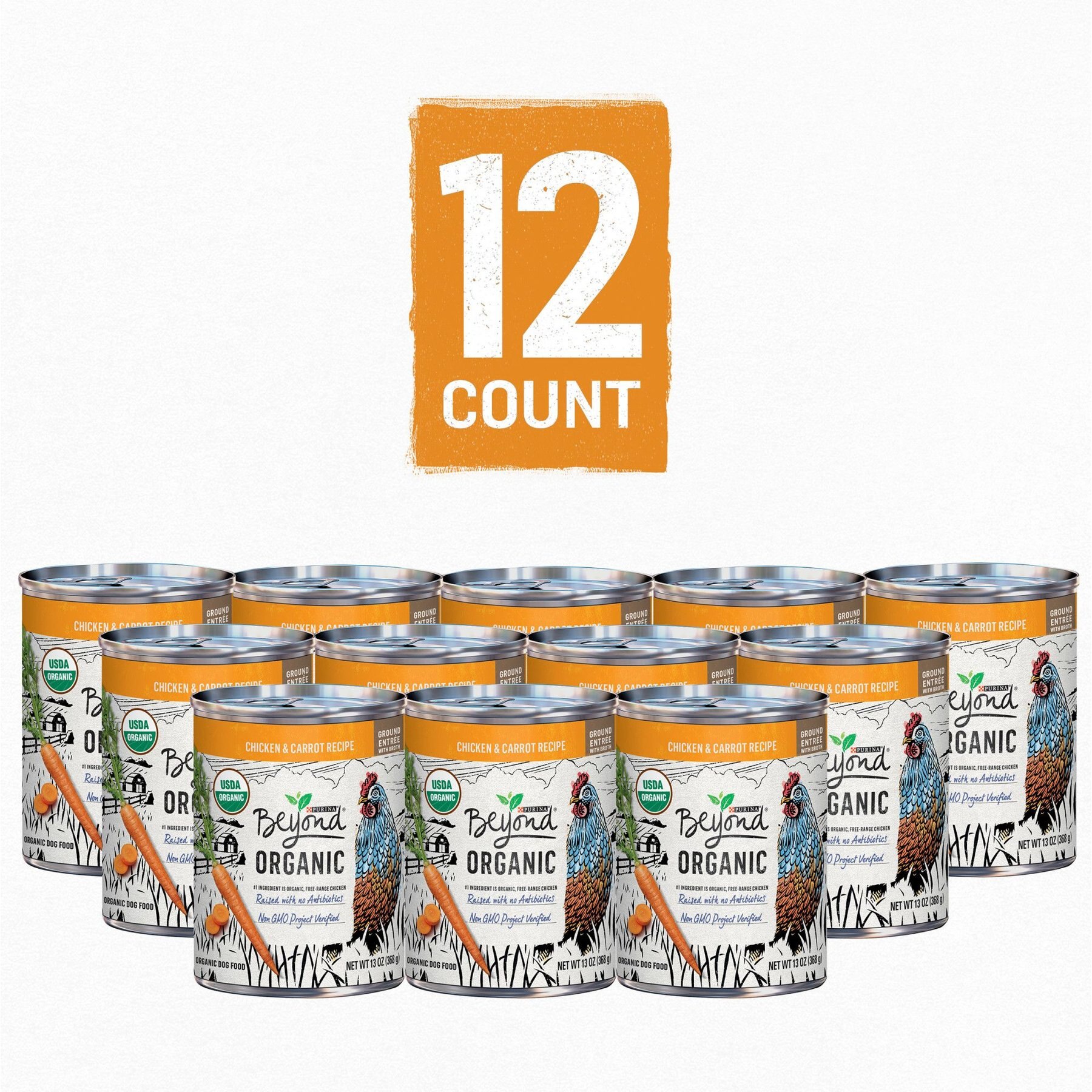 Purina Beyond Organic Chicken & Carrot Recipe Wet Dog Food, 13-oz can, case of 12