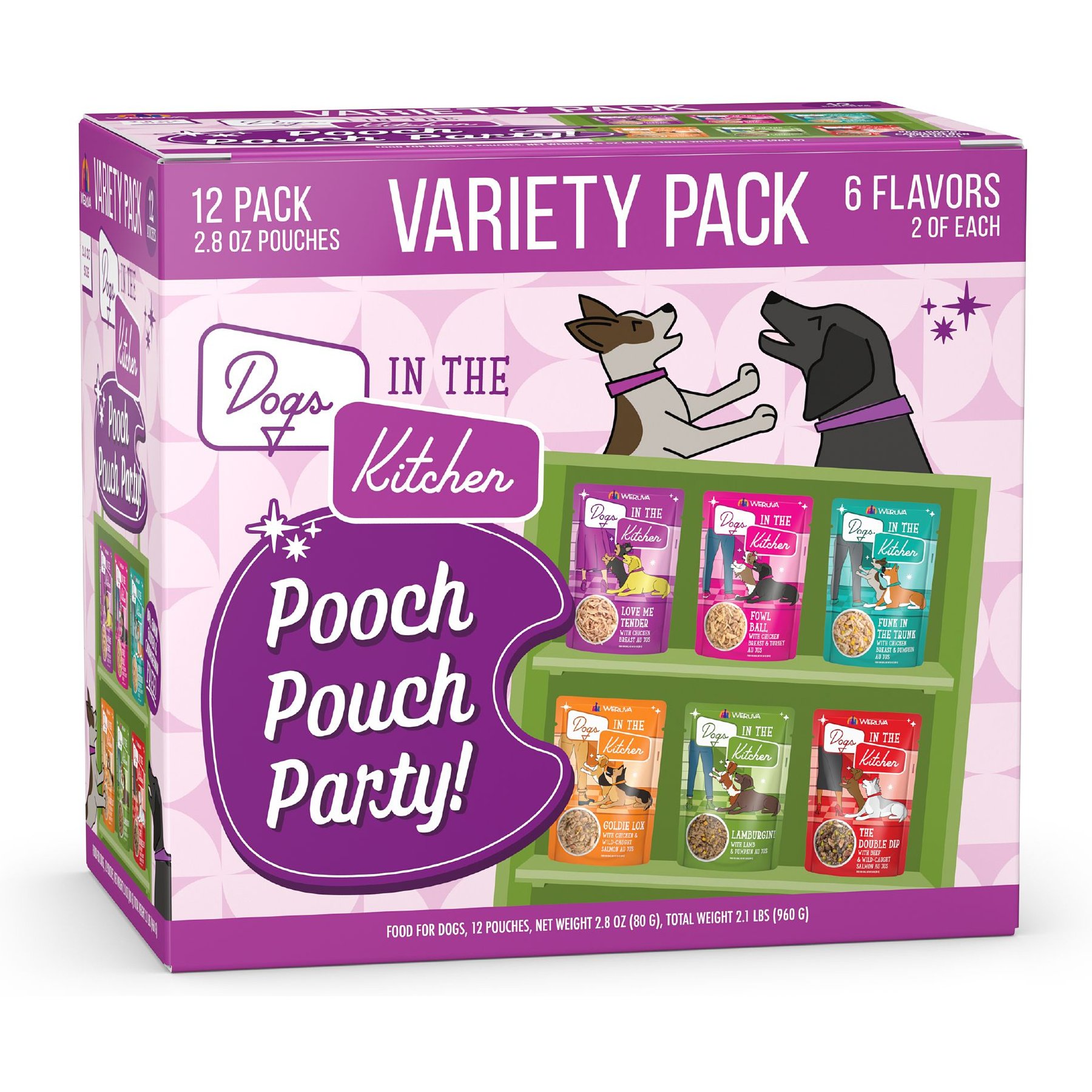 Weruva Dogs in the Kitchen Pooch Pouch Party! Variety Pack Grain-Free Dog Food Pouches
