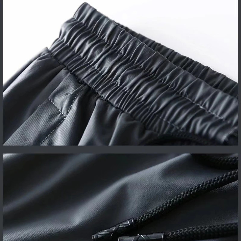 Summer Quick-drying Ice Silk Casual Pants Mens Ultra-thin Elastic Nine-point Pants Loose Drape Solid Beam Feet Pants 7XL 240422