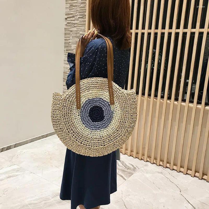 Ladies Beach Bag: Woven Straw Shoulder Color-blocked Rattan Cross Body Bag, Lightweight For Daily Use New Free Delivery Designer Bag
