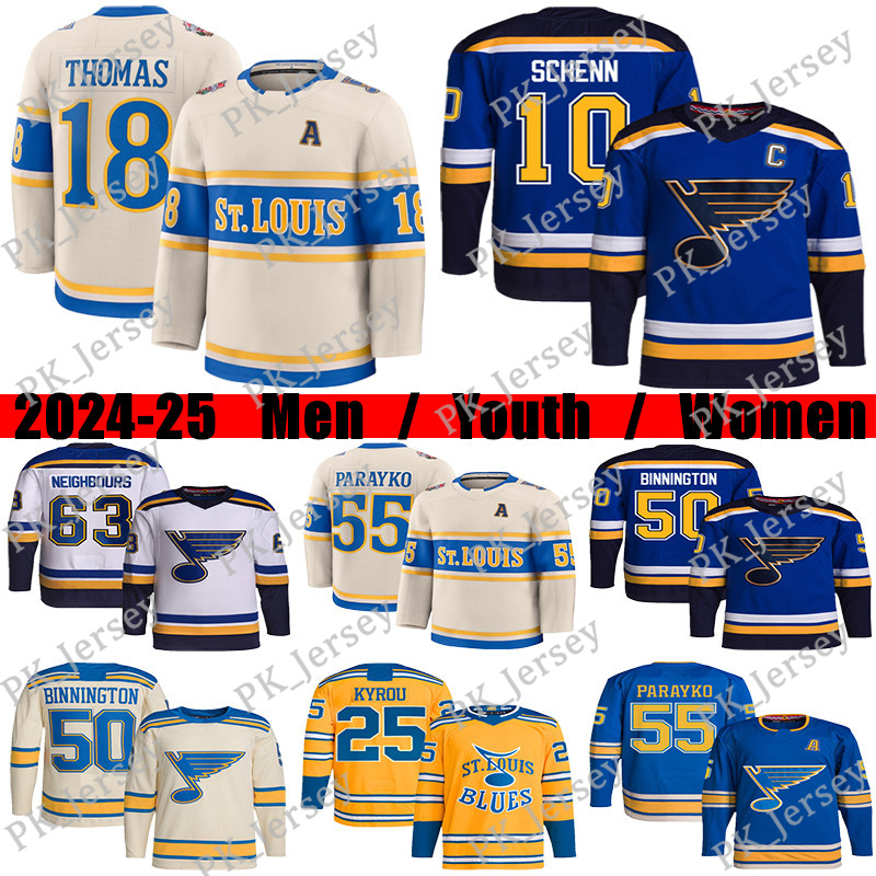 #18 Robert Thomas Blues hockey jersey #10 Brayden Schenn Jake Neighbours Kyrou Binnington Colton Parayko Brandon Saad Pavel Buchnevich Wayne Gretzky jerseys