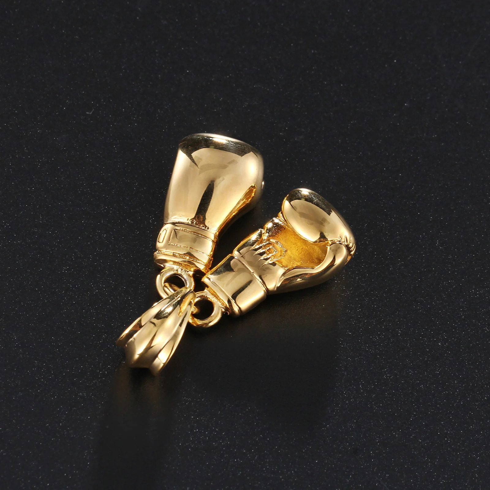 Hip hop gold gloves pendant boxing stainless steel charm necklace mens womens jewelry 241121