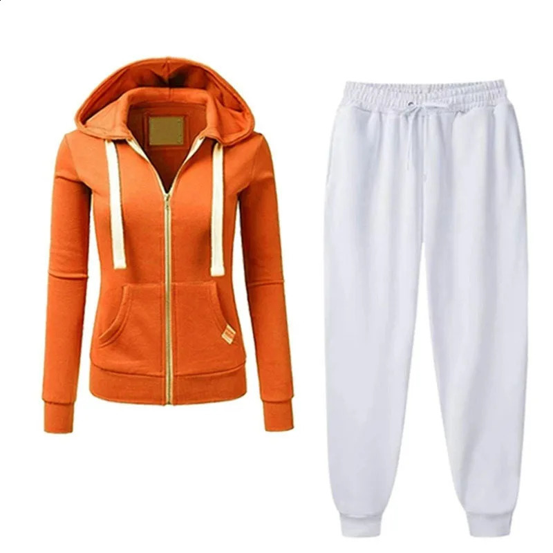 AutumnWinter Womens Korean Solid Color Zipper Hoodie Set Fashion Sportswear Top Drawstring Pocket Loose Casual Wear 251022