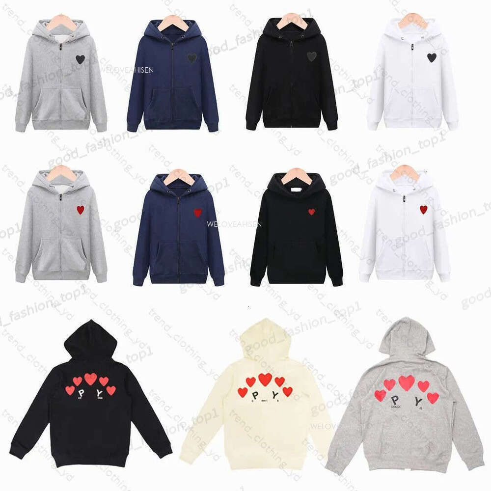 Commed Des Garcones PLAY Hoodie Mens Designer Women Sweatshirt Cdgs Hoodie Zip Up Loose Pullover Brand High Street Quality Embroidery Red Heart Swea bbc