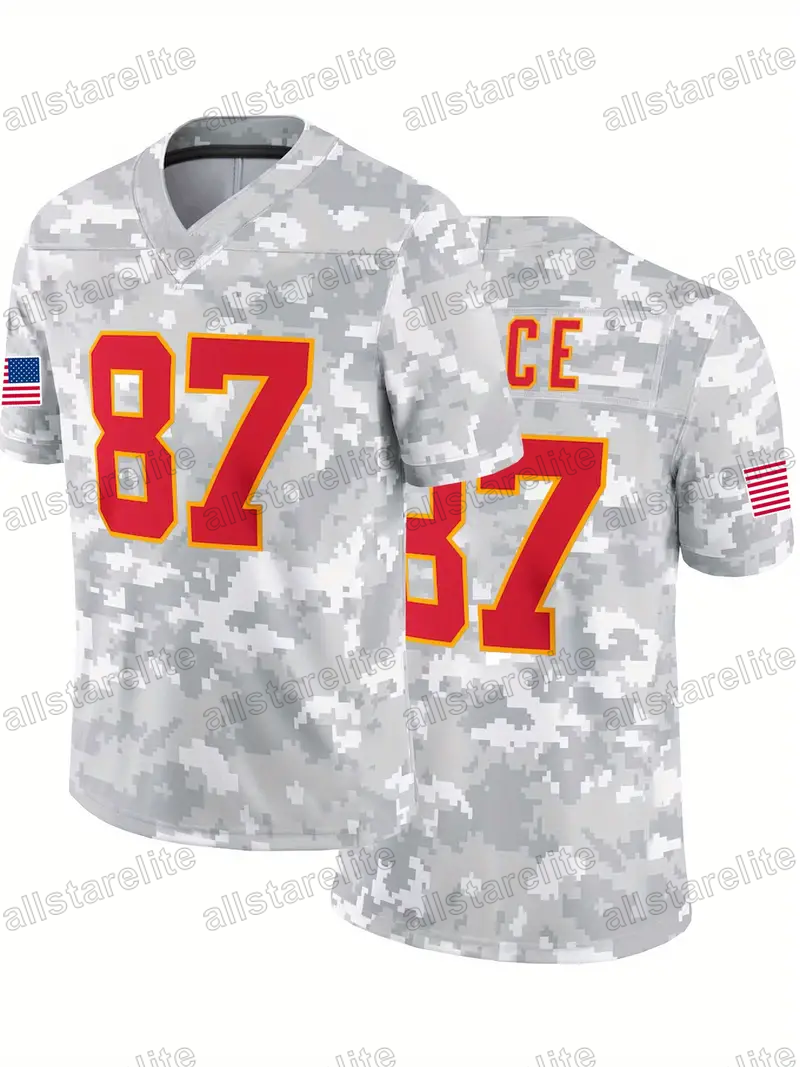 Custom #87 Kelce #15 Mahomes Salute to Service Football Jersey Any Name Number Personality pullover Mens Womens Youth