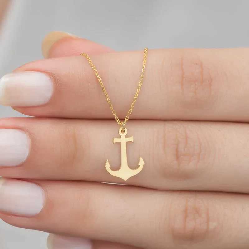 Stainless steel necklace hip-hop geometric sea anchor pendant necklace cross necklace womens jewelry Bijoux party gift W241121