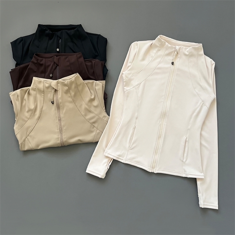 Quick Dry Stand Up Collar Fitness Jacket For Women SlimFit Zipper Yoga Wear Long Sleeve Breathable Running Sports Cycling Top 241121