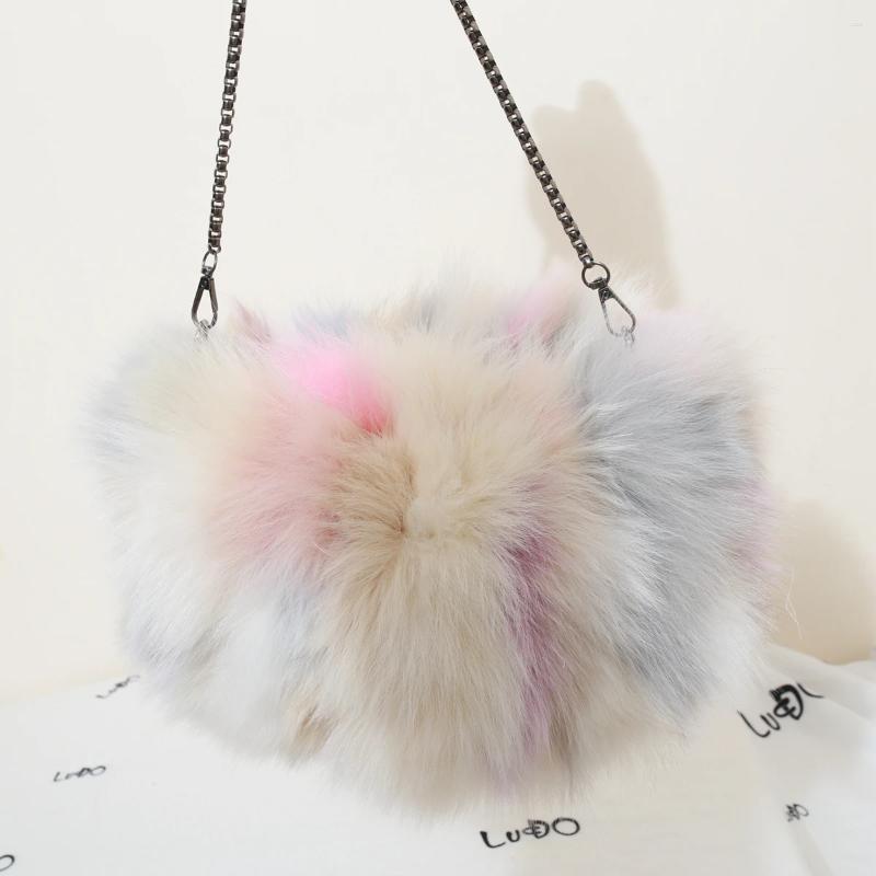 Shoulder Bags Real Fur Hand Warmer Bag Brand Chain Winter Ladies Authentic Fluffy Cute Fashion Women Handbag 0f9e
