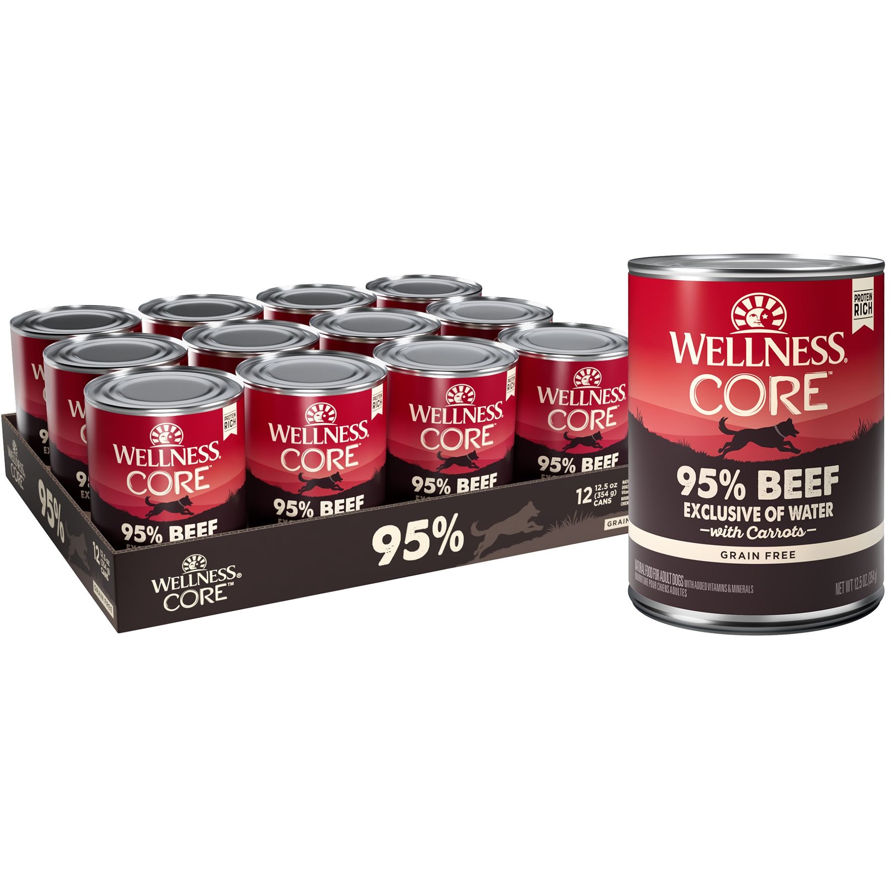 Wellness CORE 95% Grain-Free Beef & Carrots Canned Dog Food