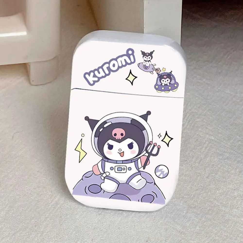 MINISO Cute Kuromi Cinnamoroll Red Flame Windproof Lighter Cigarette Lighters Smoker Gadget For Men And Women Gift T240422 W260202
