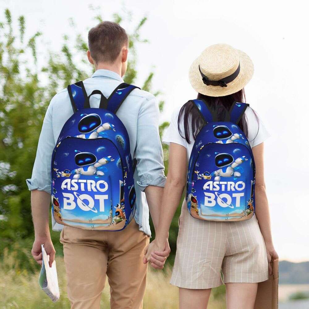 Astrobots Game Backpack Middle High College School Student Bookbag Teens Canvas Daypack Hiking