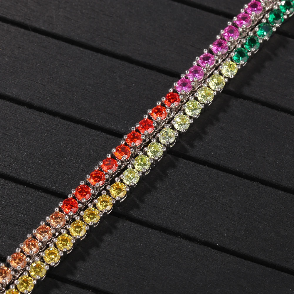 Uwin 4mm Multi Color Tennis Chain Ice Water Diamond Colorful Hip Hop Necklace Fashion Mens and Womens Jewelry Party Gift 241121