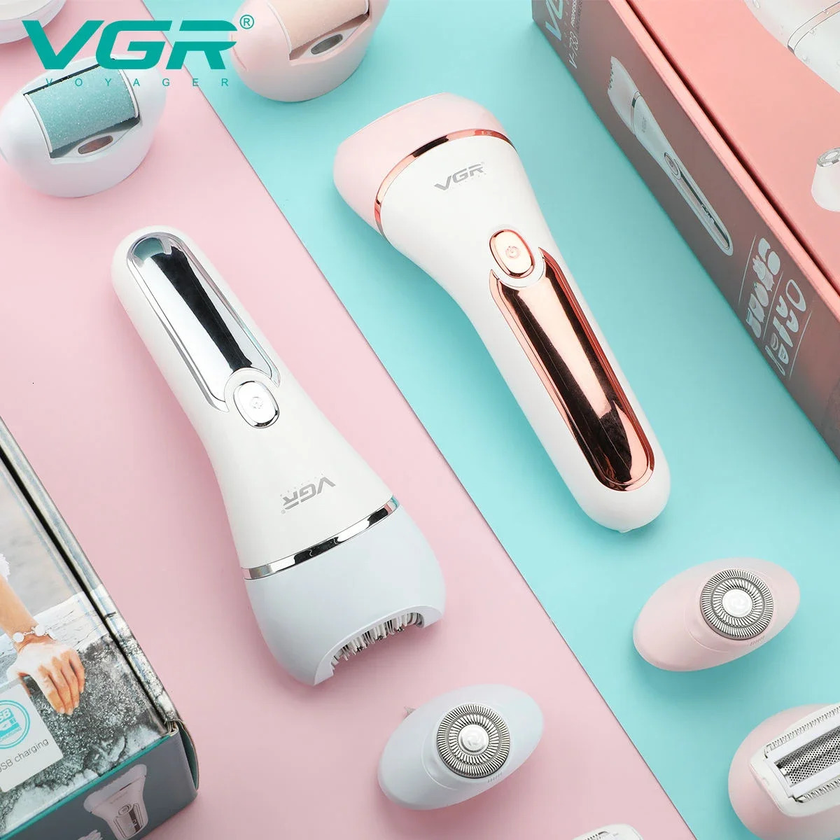 VGR rechargeable leg body bikini hair removal device for women shaver for underarm tool V-733 device for women 241206