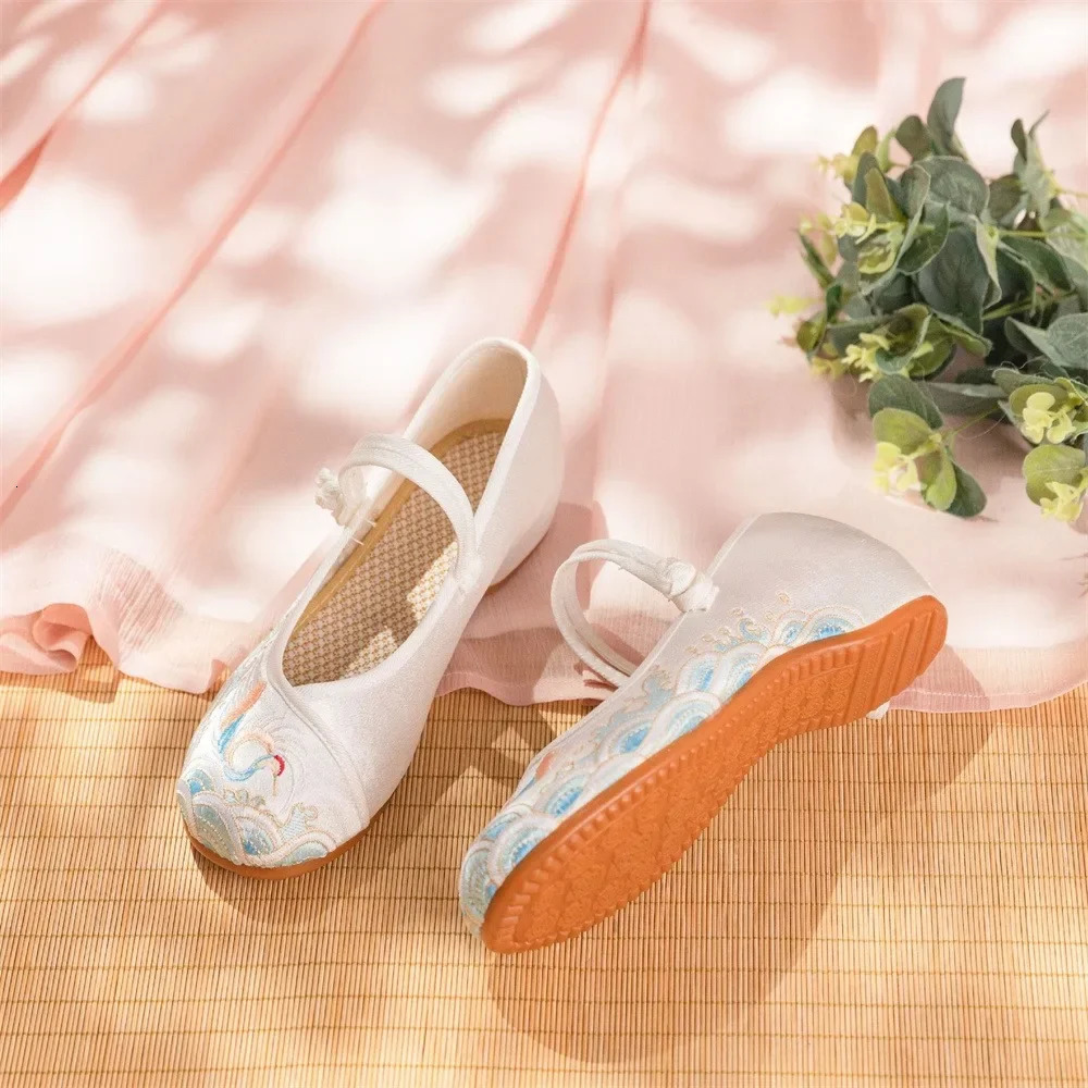 Fashion Embroidery Chinese Style Lowheel Women Shoes Elegant Casual Zapatos Vintage Woman Cloth Single Ethnic 241122