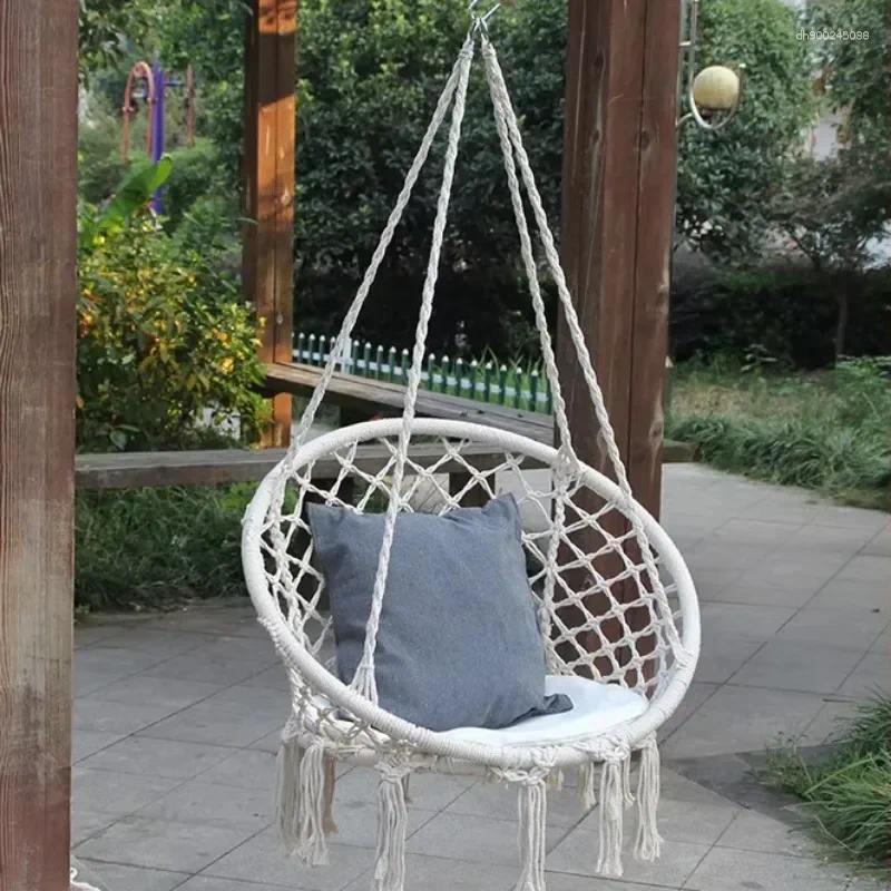 Camp Furniture Leisure Hammock Chair Hanging Basket Swing Cotton Rope Braided Deck For Courtyard Balcony Living Room
