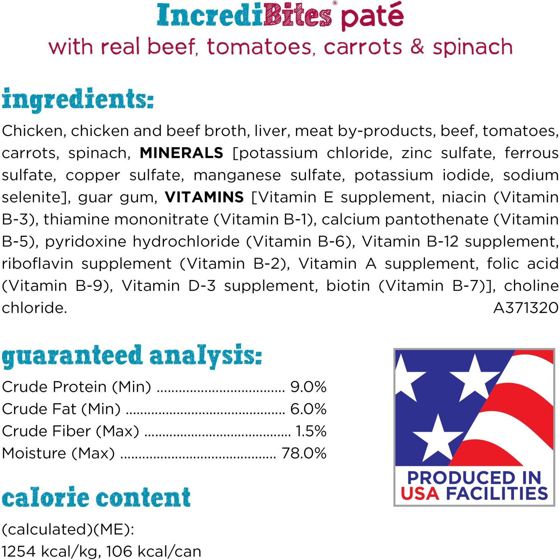 Purina Beneful IncrediBites Pate with Real Beef, Tomatoes, Carrots & Spinach Wet Dog Food, 3-oz can, case of 24