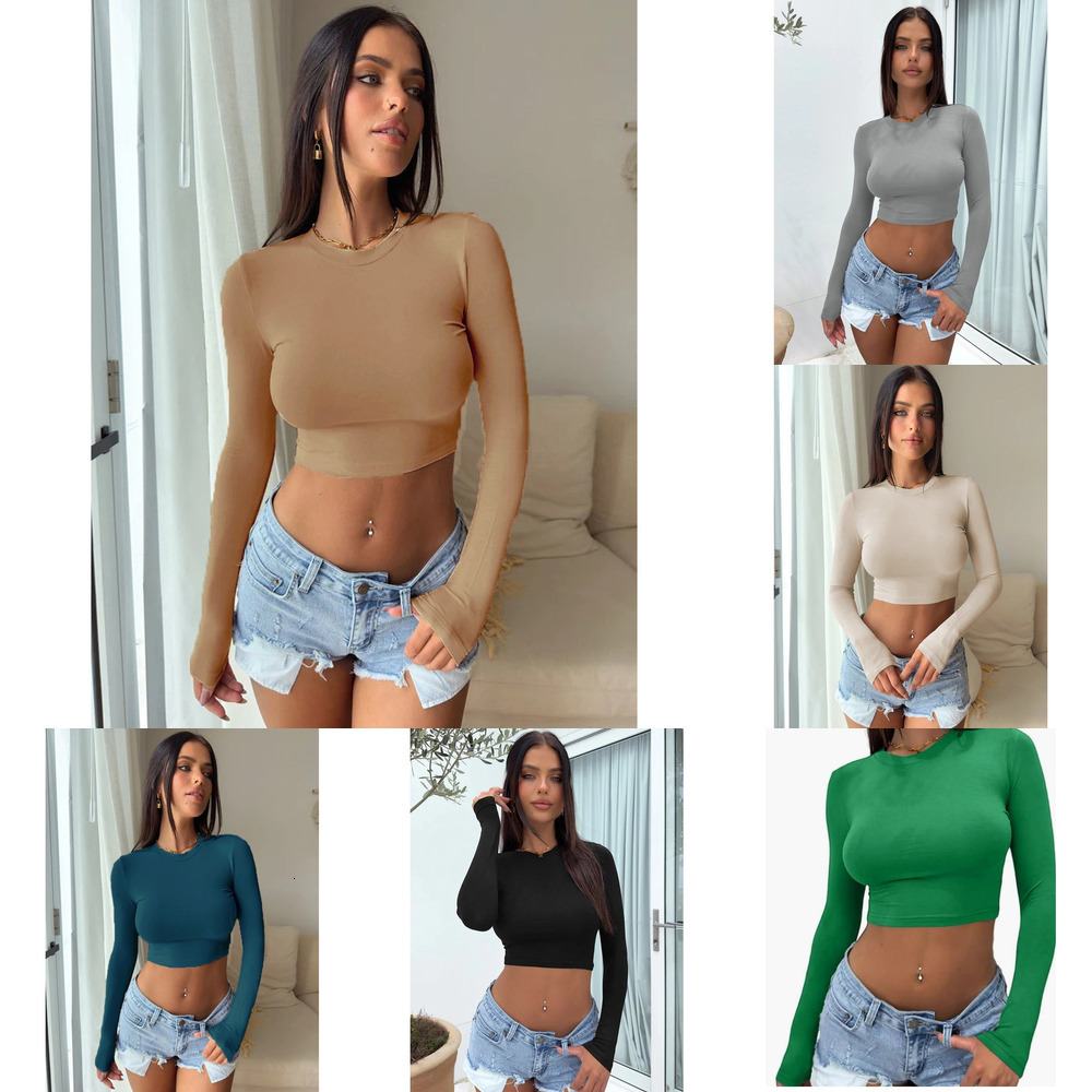 Shirts Solid T Women's Color Round Neck Slim Fit Long Sleeved Breathable T-Shirt Women Outdoor Exercise -Shirt