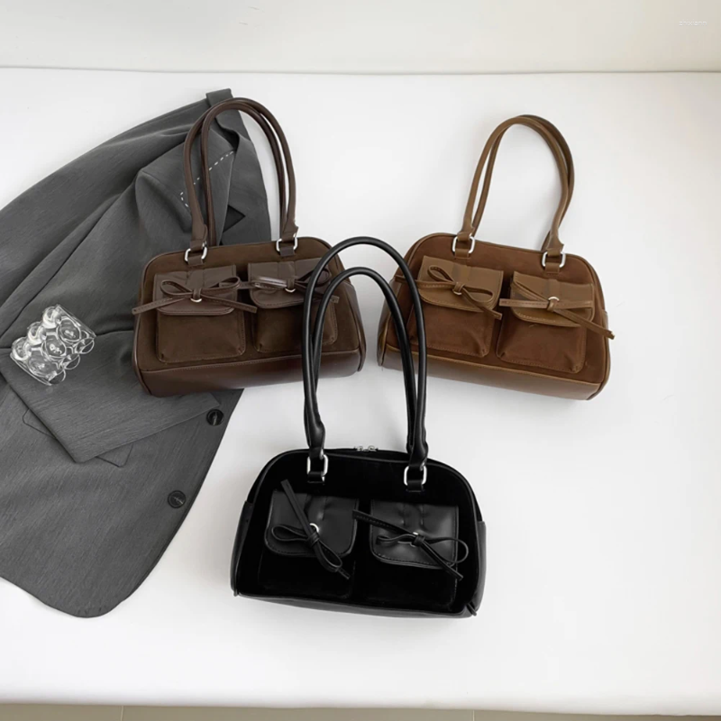 2025 NEW Totes Faux Suede PU Leather Shoulder Bag Fashion Cute Bow Underarm Ladies Satchel Clutch For Women Work Shopping Travel zhanyishengli
