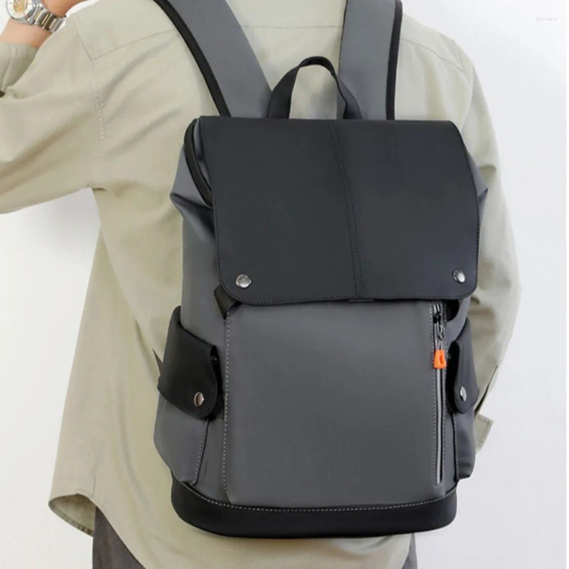 School Bags High Quality PU Leather Waterproof Men's Laptop Backpack Large Computer For Business Urban Man USB Charging