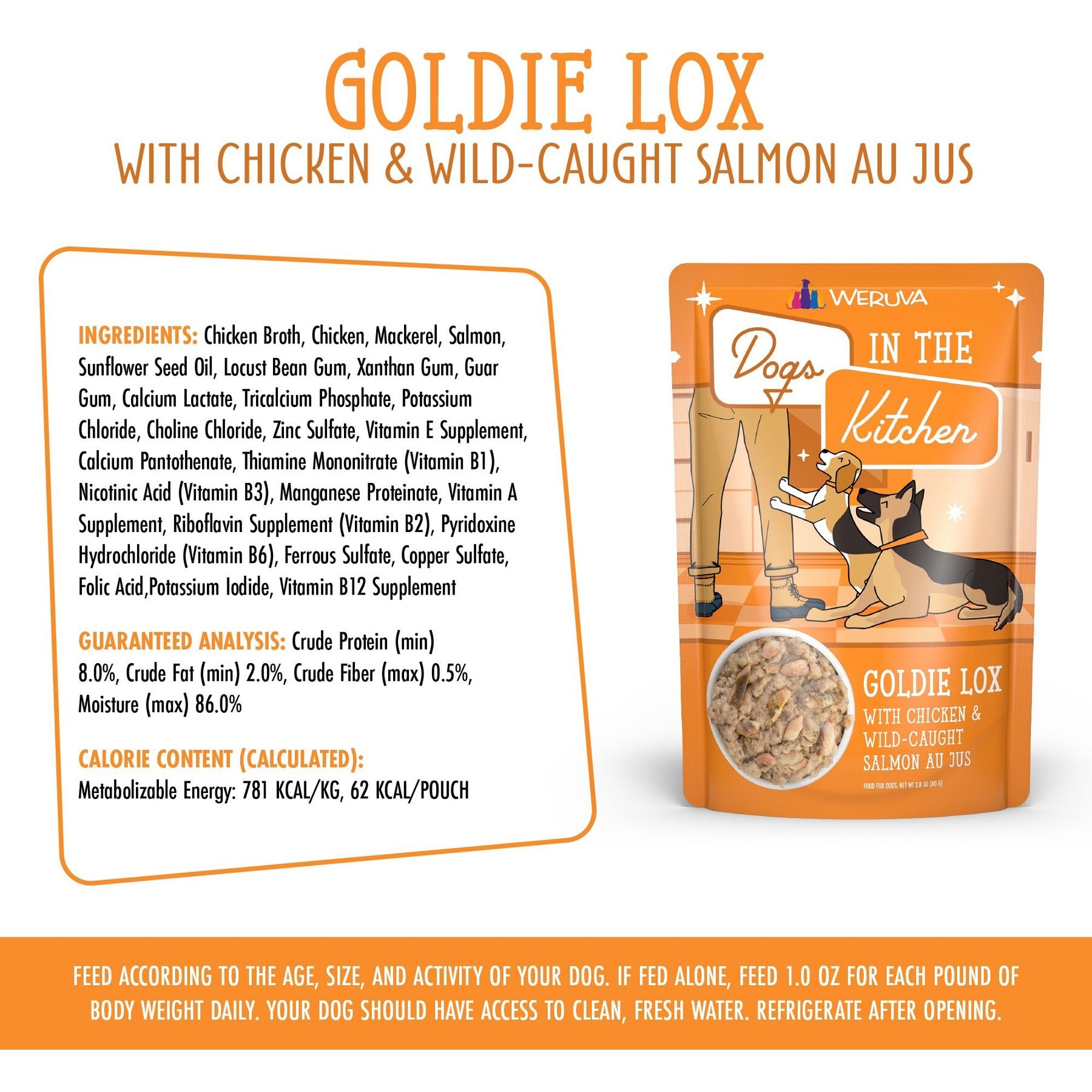 Weruva Dogs in the Kitchen Goldie Lox with Chicken & Wild Caught Salmon Au Jus Grain-Free Dog Food Pouches