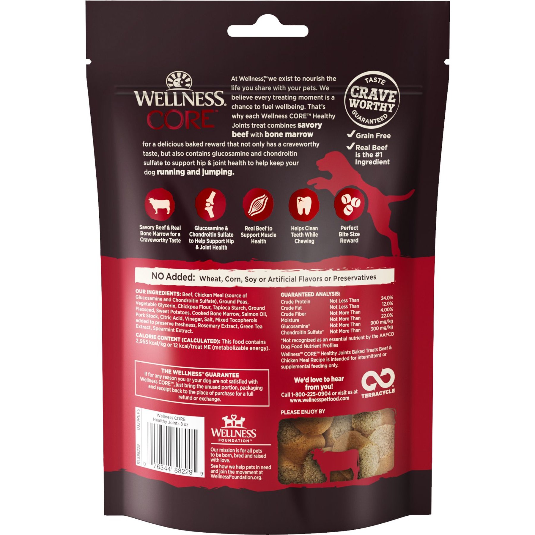 Wellness CORE Healthy Joints Beef & Chicken Grain-Free Dog Treats, 8-oz bag