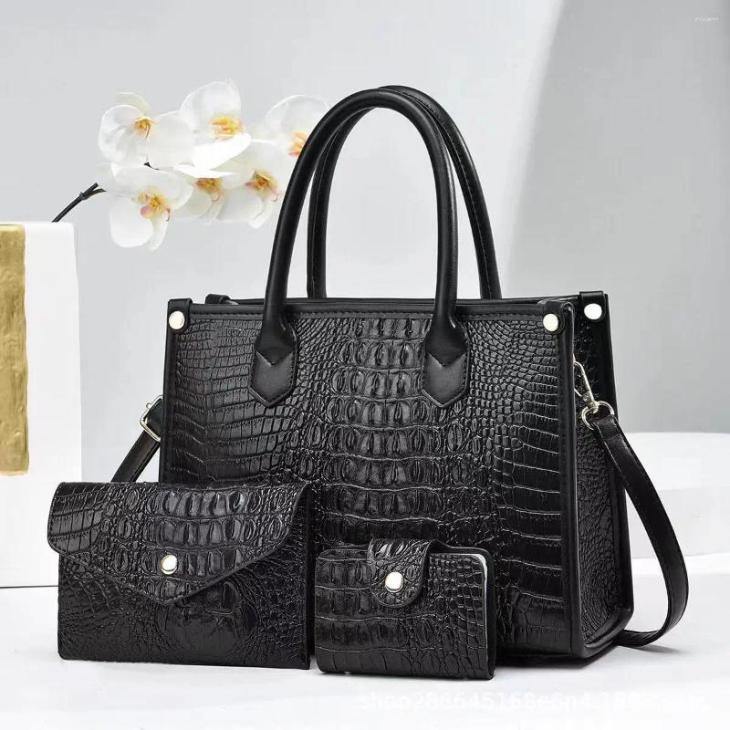 Totes 3 Pieces Sets Shoulder Bag For Women Retro Crocodile Pattern High Quality Leather Crossbody Commute Tote Handbag zhanyishengli
