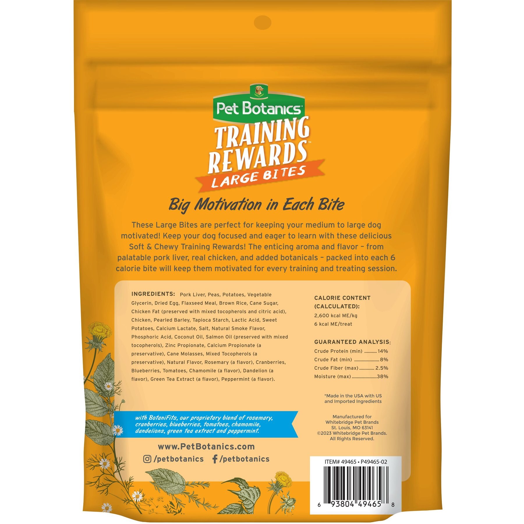 Pet Botanics Training Rewards Large Bites Chicken Soft & Chewy Dog Treats, 20-oz bag
