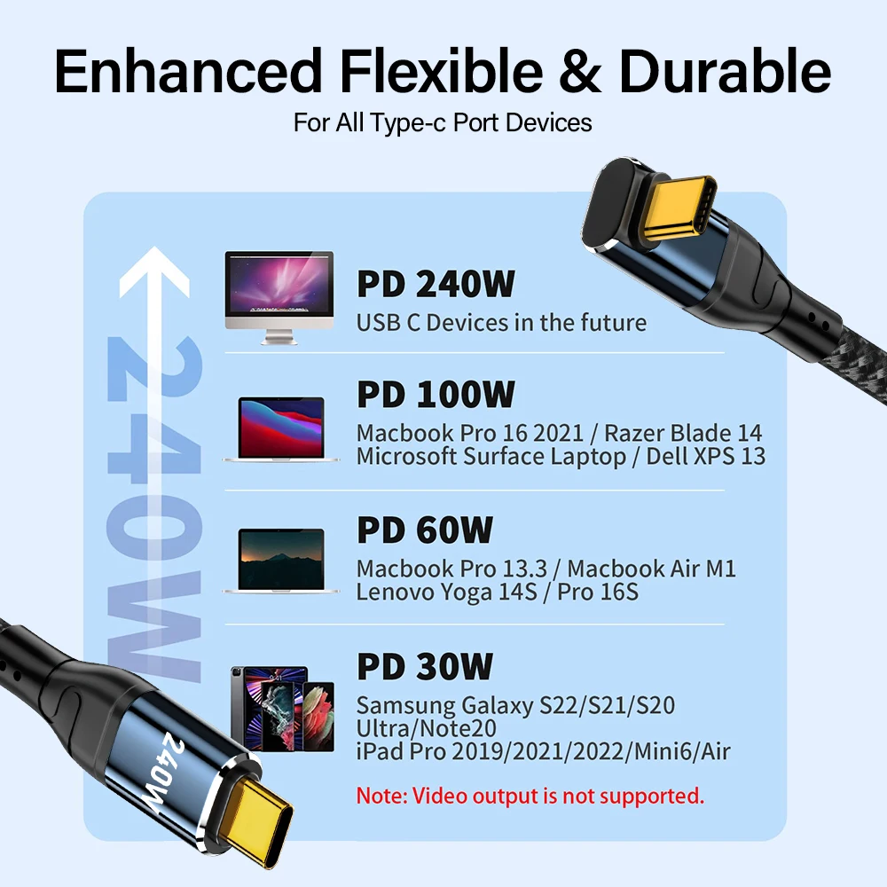 240W PD3.1 USB Type to C Wire for iPhone 15 Pro Max PS5 Switch Samsung S24 Book 5A Fast Charging Cable