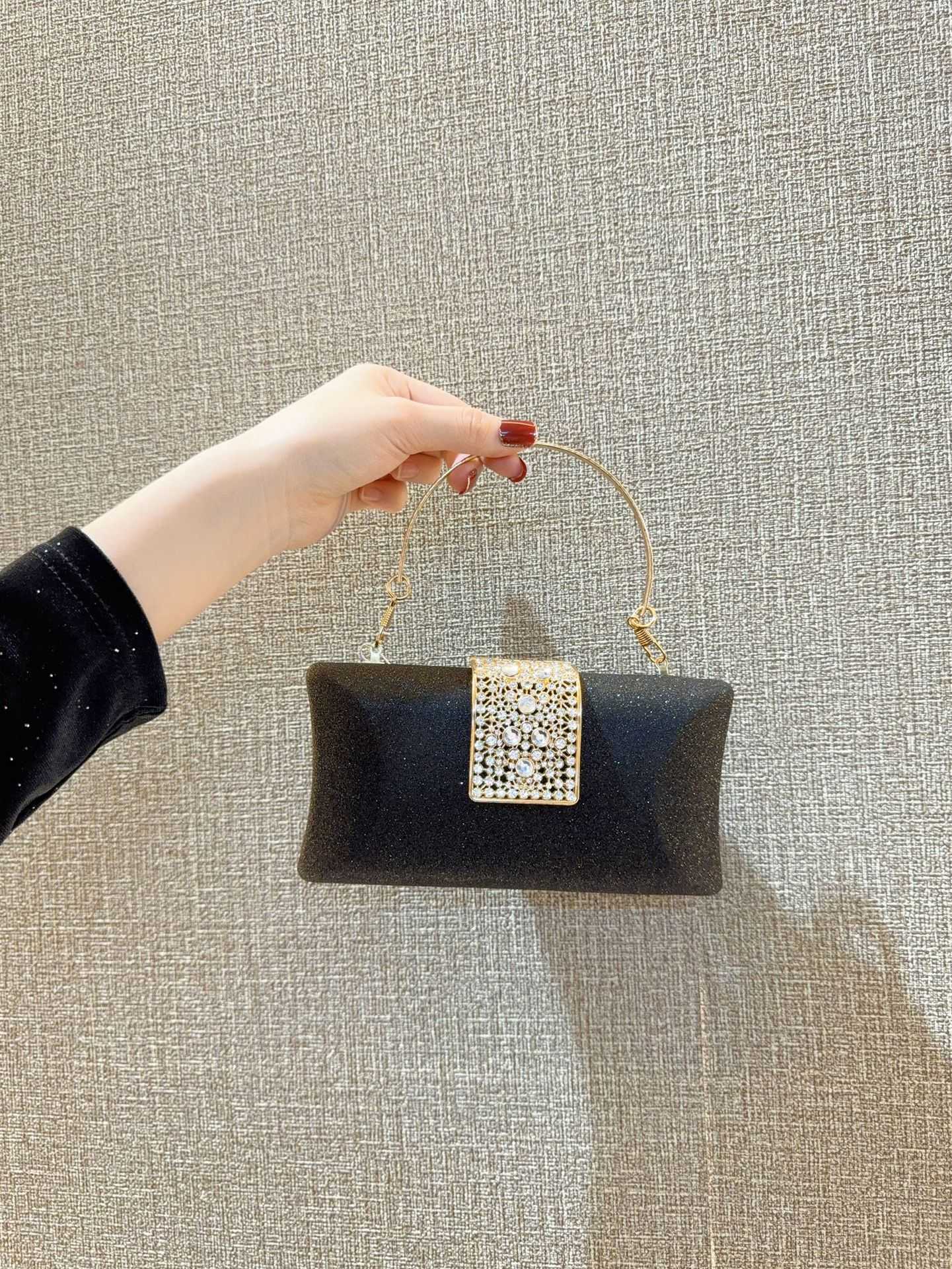 trendy highend socialite texture rhinestone bag for womens evening dress banquet handheld bag with diamond inlay handheld banquet bag cheongsam bag 24
