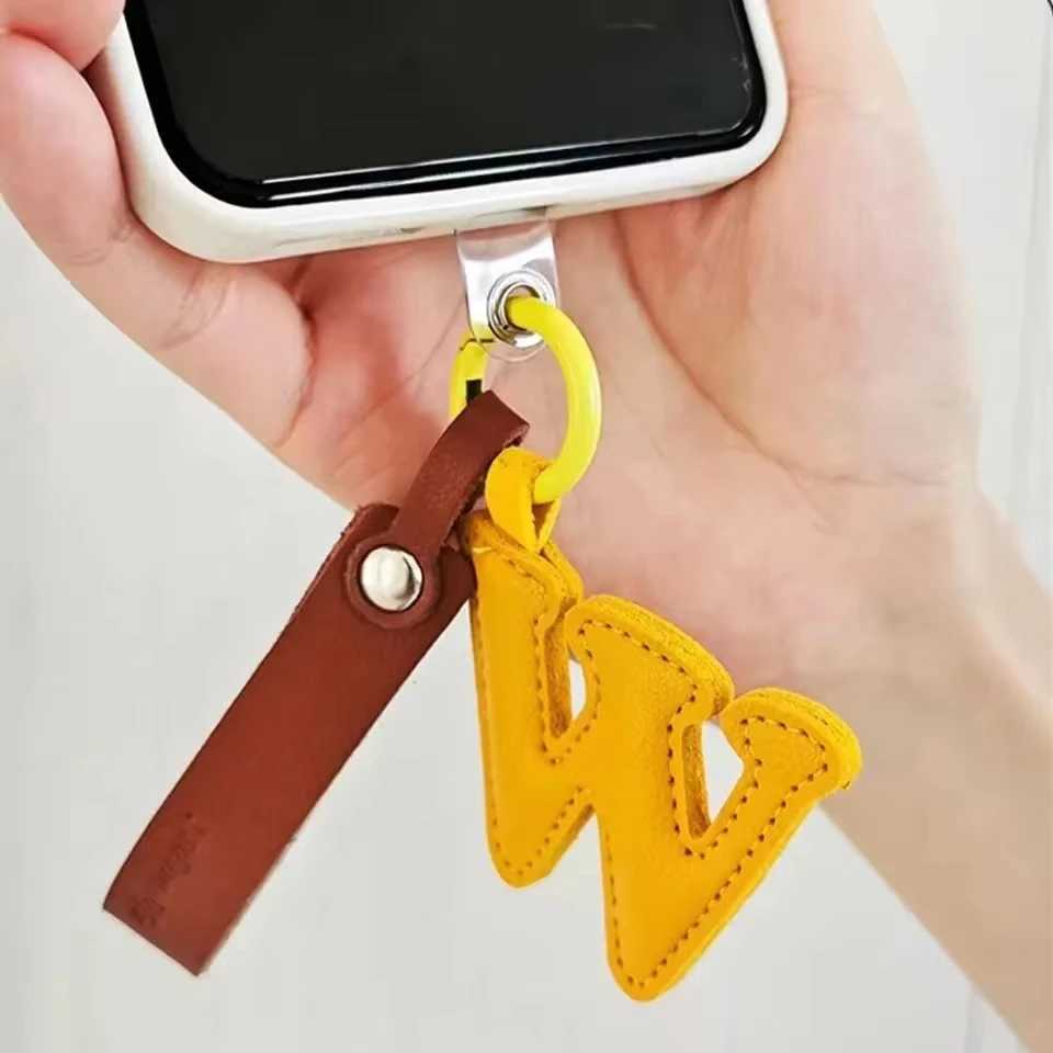 Creative leather English letter keychain bag pendant decoration phone bag accessories gift Y241121