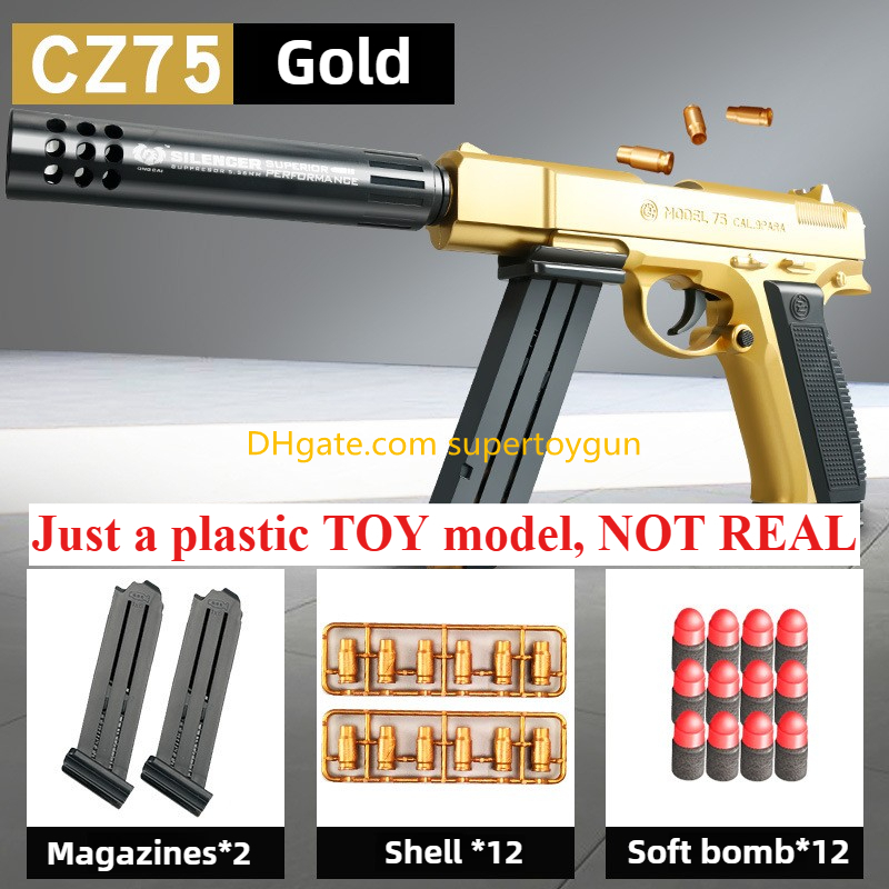 CZ75 Gun Toy Soft Bullet Shell Ejection Manual Toy Gun Blaster Pistol Handgun Shooting Model For Adults Children Outdoor Games