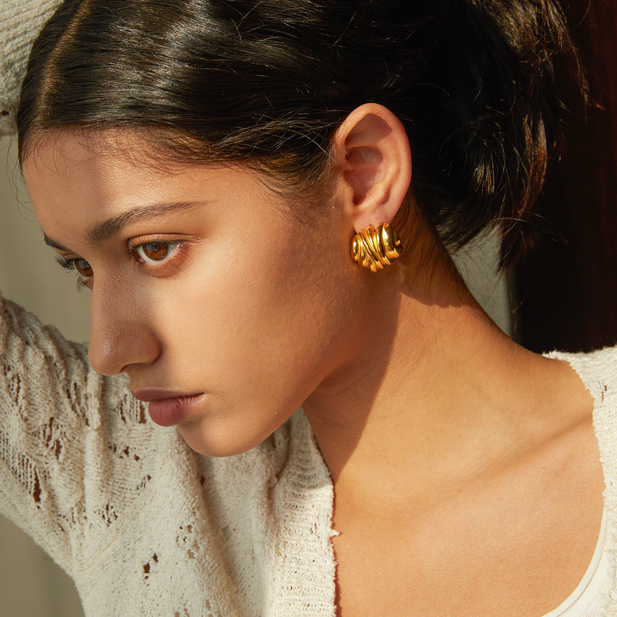 Designer Stainless Steel 18K Gold Earrings for Women Vintage Earrings Parties Wedding Gifts Factory Wholesale Customization of Logo