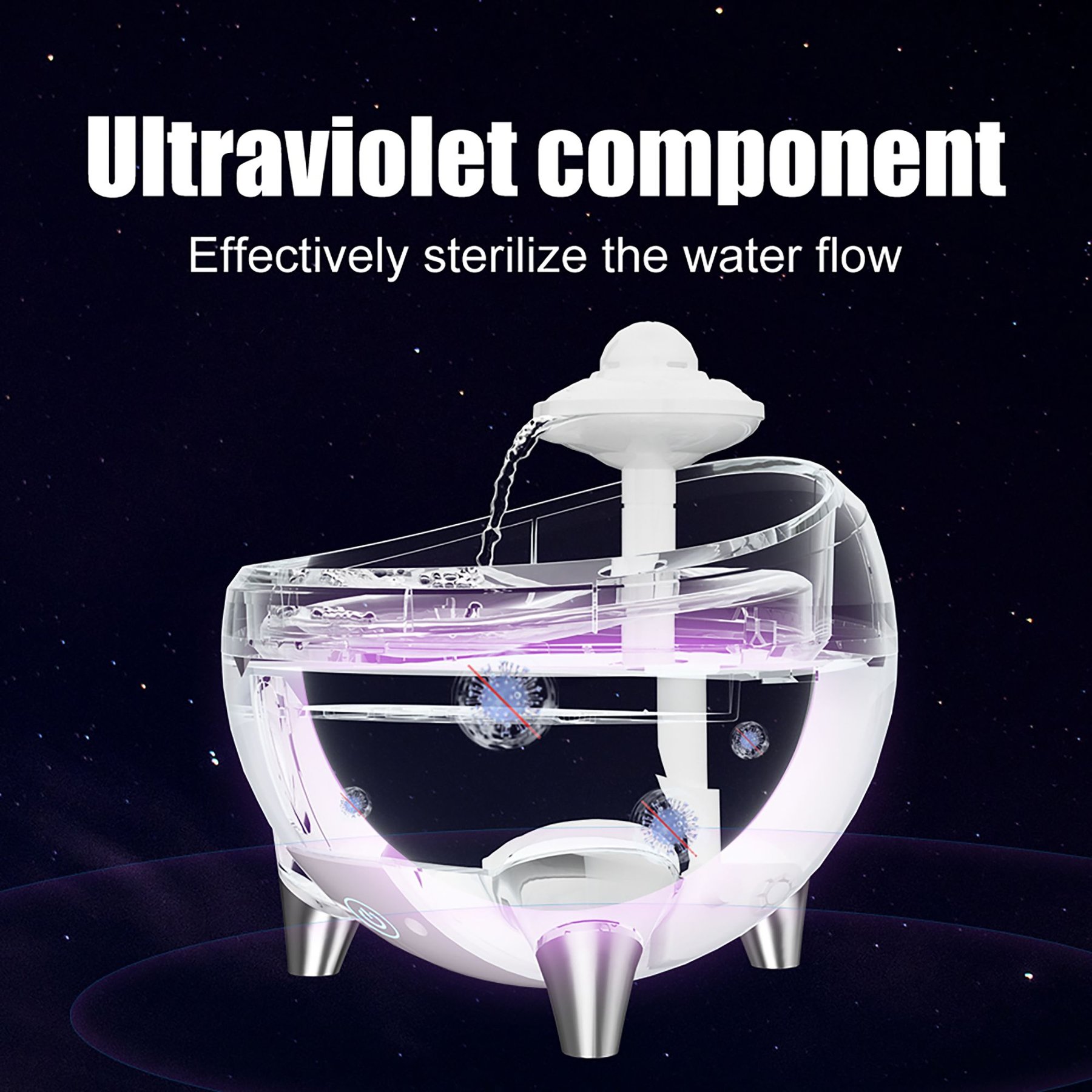 Bueteka Spaceship Ultra-Quiet Dog & Cat Water Fountain, 54.1-oz
