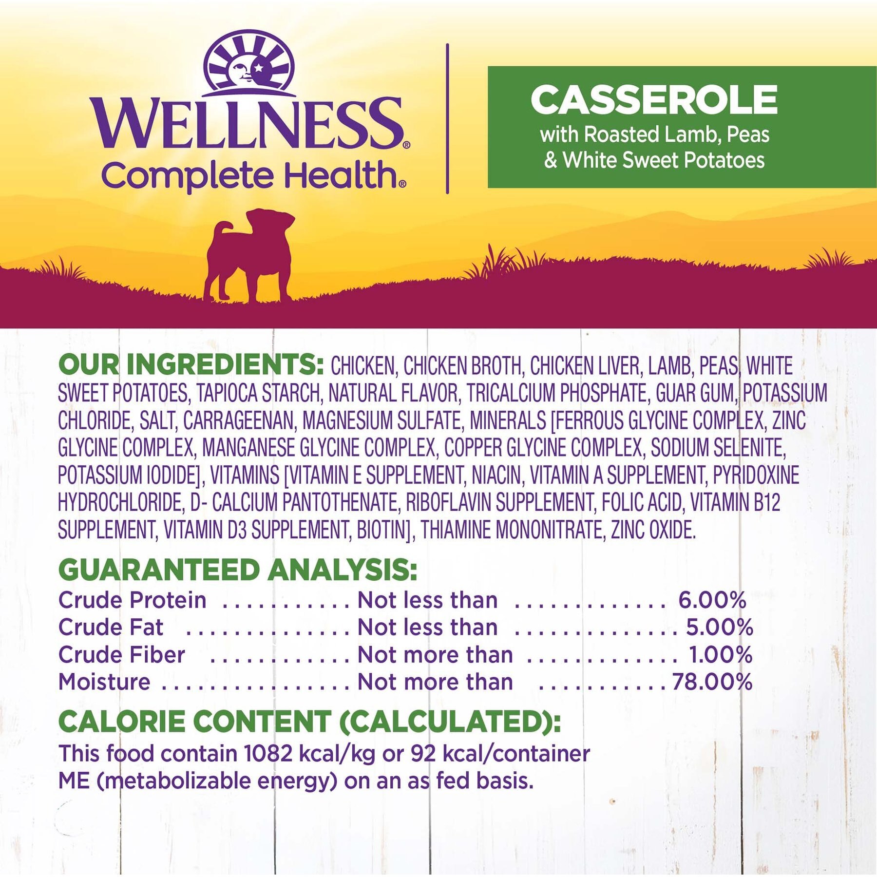 Wellness Petite Entrees Casserole Lamb Small Breed Natural Wet Dog Food, 3-oz cup, 12 count