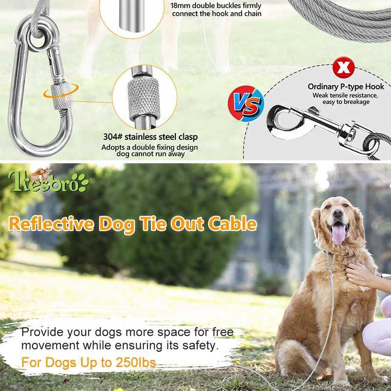 Dog Tie Out Cable10/20/30/50 Feet Dog Leash Yard Walking Leash Wire Dog Leash with Premium Clip for Dogs Under 250 lbsXJ250218