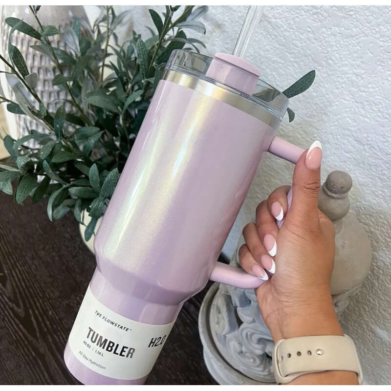 USA Stock 40Oz Blueberry Milk Pink Rose Blue Magnolia Tumblers Clean Slate Warm Cool Serene Stainless Steel Cups 40 OZ Purple Stars Car Mug With Straw