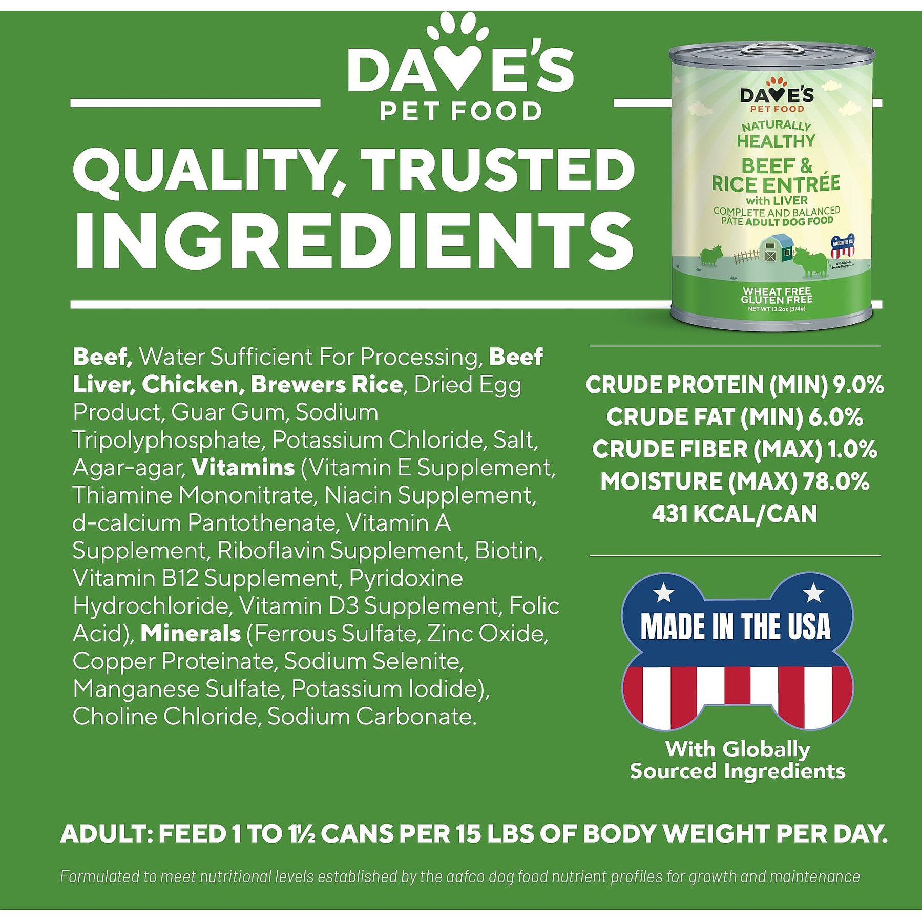 Dave's Pet Food Naturally Healthy Beef & Rice Recipe Pate Canned Wet Dog Food