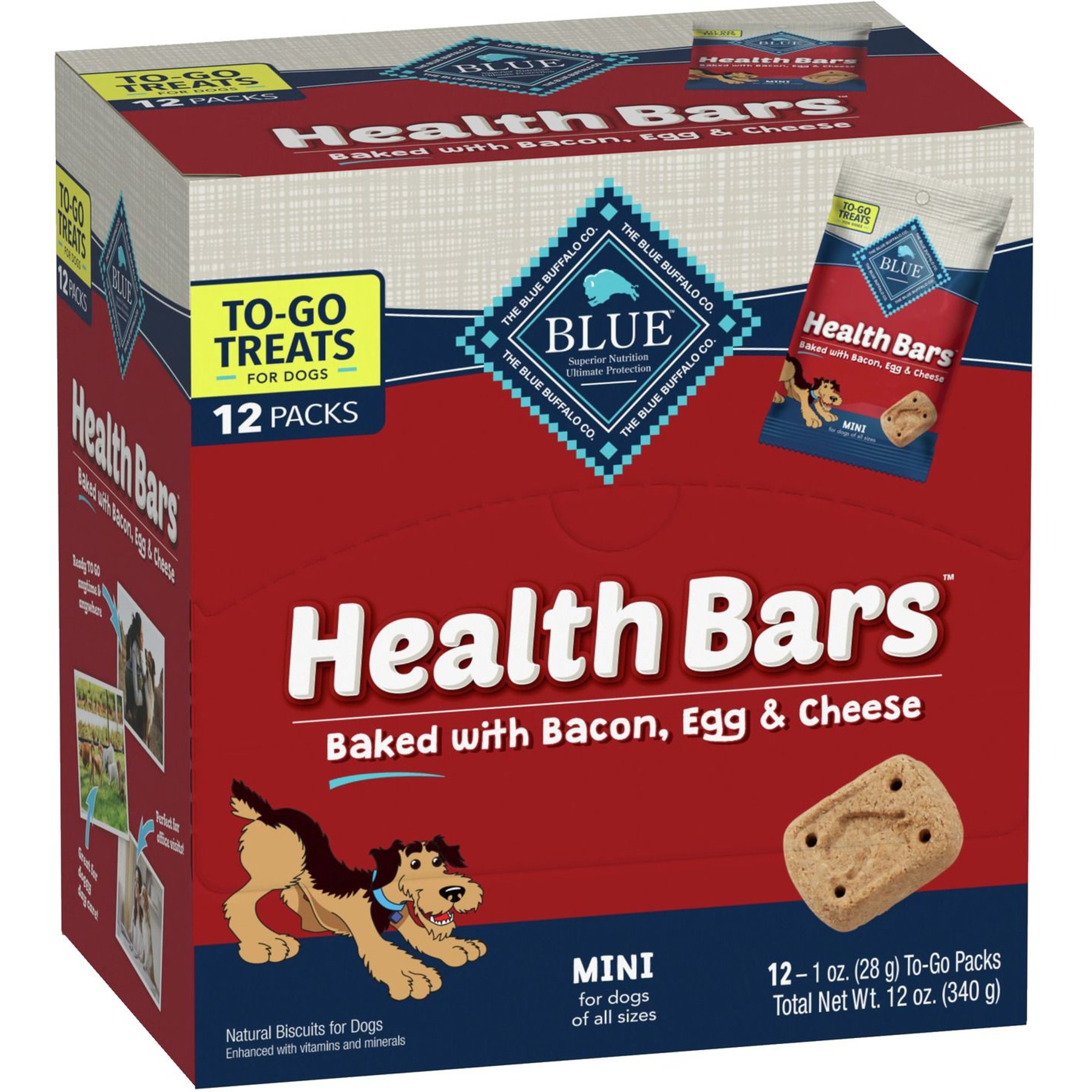 Blue Buffalo To-Go Health Bars Bacon, Egg & Cheese Mini Dog Treats, 12 count