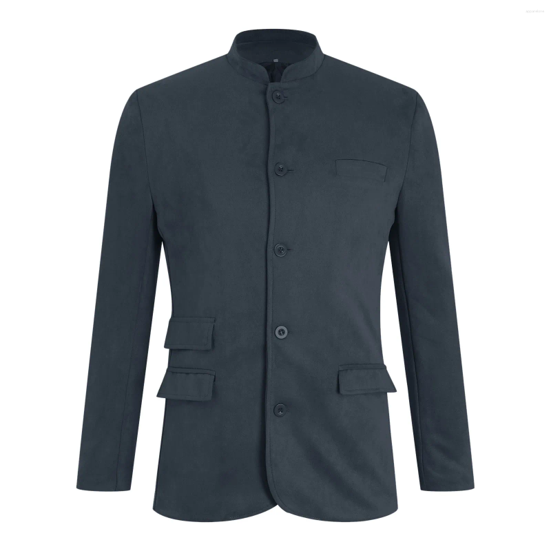 Mens Jackets Mens Faux Leather Suit Jacket Vintage Casual Suede Sport Coats Fashion Slim Fit Fall Winter Solid Color Work Wear Overcoat
