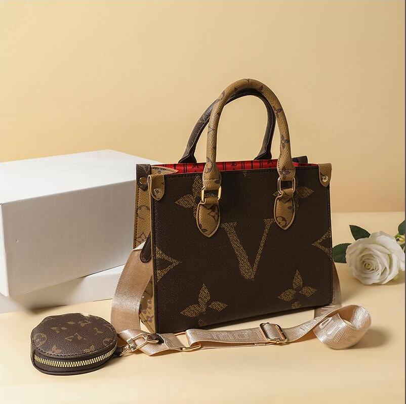 women shoulder bag ON THE GO high quality leather totes luxury 10A Lvse designer mirror handbags double handle plain classic letter tote bags