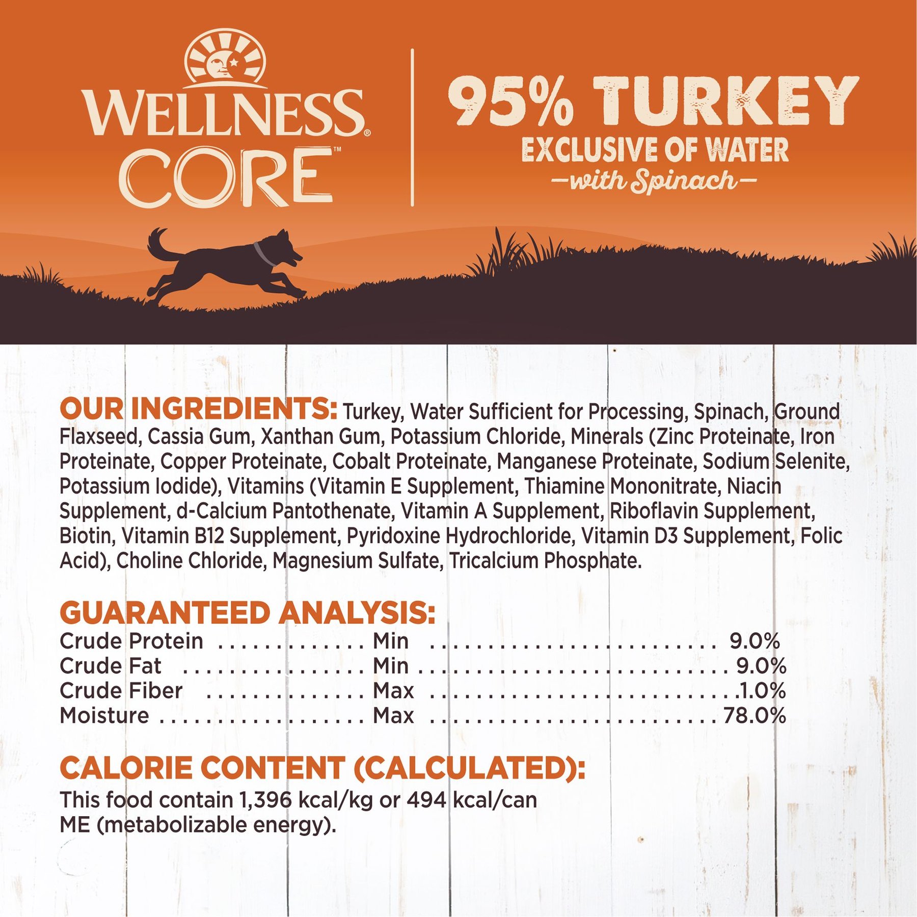 Wellness CORE 95% Grain-Free Turkey & Spinach Canned Dog Food