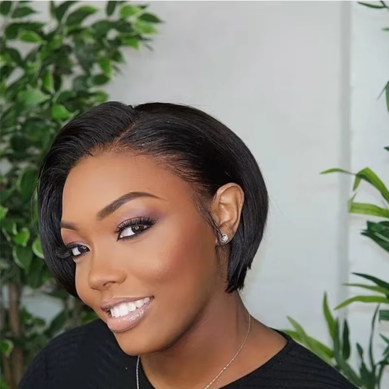 Blonde 100% Really Human Hair Highlight Wigs Luxurious Short Bob Naturally Human Hair Wig Burgundy Colored Pixie curly Hair Closure Wig Ready To Wear 