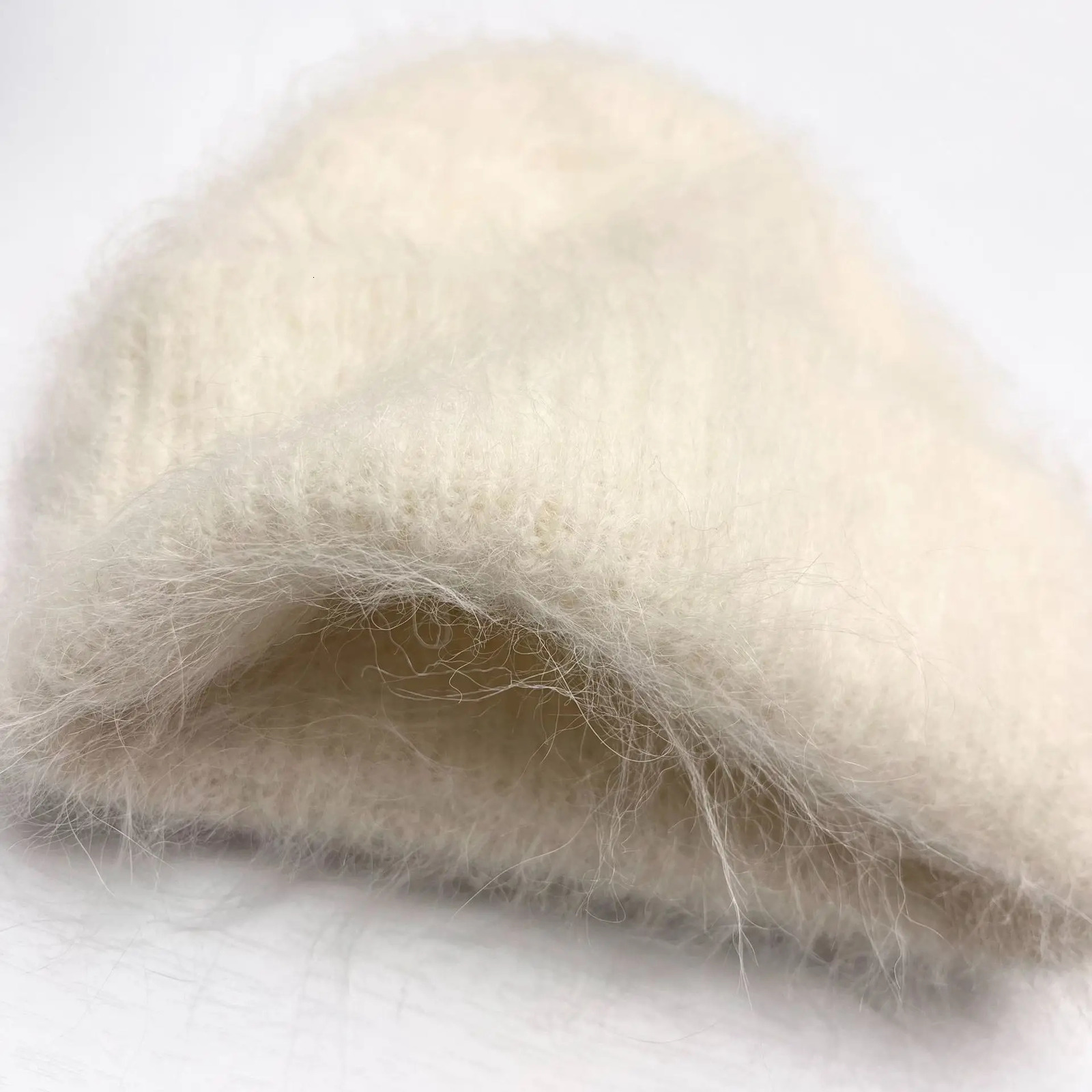 Fluffy Alpaca Wool Beanies Women Warm Knitted Hat Winter Bonnet 241122