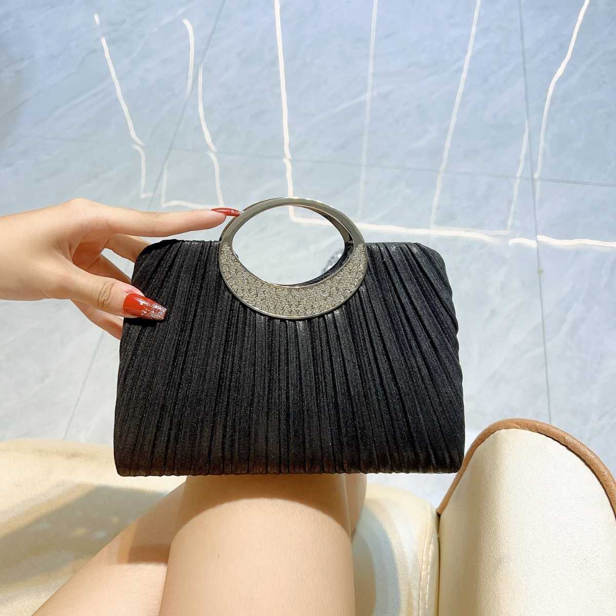 new banquet bag pleated leather handheld banquet bag romantic wedding bag evening dress bag formal dress bag party bag