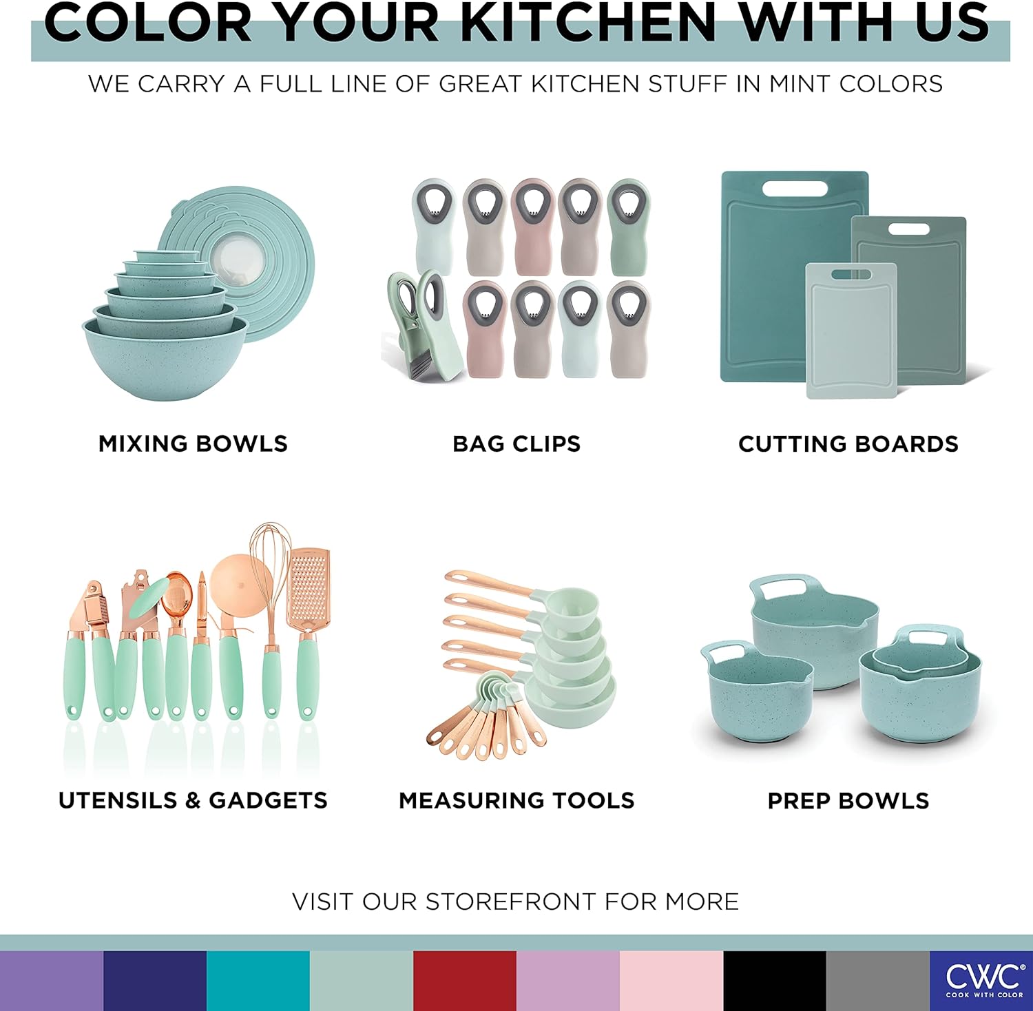 COOK WITH COLOR 5 Pc Chip Bag Clips- Kitchen Clips, Magnetic Chip Clips for Bags, Food Bag Clips with Airtight Seal (Mint and Grey)