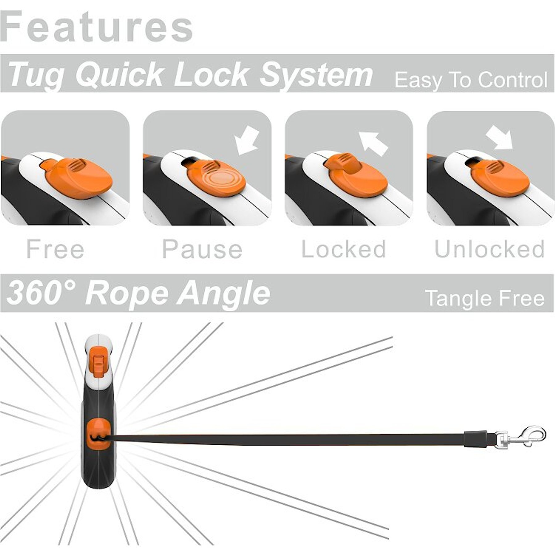 TUG Nylon Tape Retractable Dog Leash